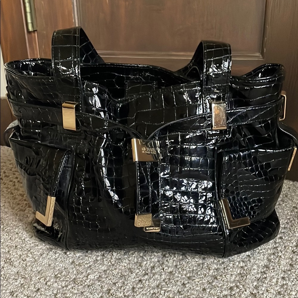 MICHAEL Michael Kors Black Croc-Embossed Tote Bag